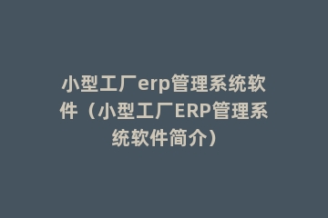 小型工厂erp管理系统软件（小型工厂ERP管理系统软件简介）