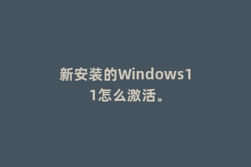 新安装的Windows11怎么激活。