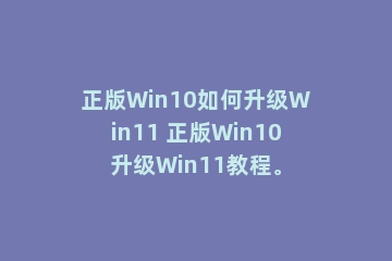 正版Win10如何升级Win11 正版Win10升级Win11教程。