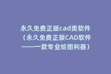 永久免费正版cad类软件（永久免费正版CAD软件——一款专业绘图利器）