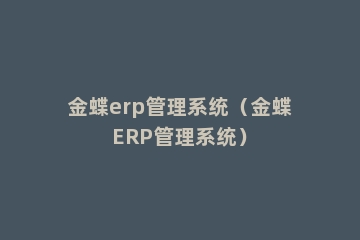金蝶erp管理系统（金蝶ERP管理系统）