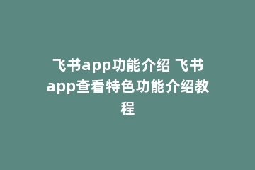 飞书app功能介绍 飞书app查看特色功能介绍教程