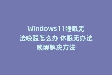 Windows11睡眠无法唤醒怎么办 休眠无办法唤醒解决方法