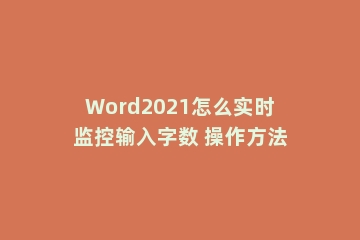 Word2021怎么实时监控输入字数 操作方法