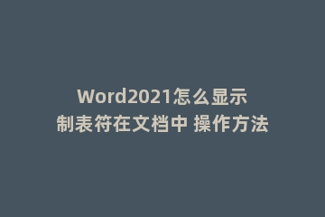 Word2021怎么显示制表符在文档中 操作方法