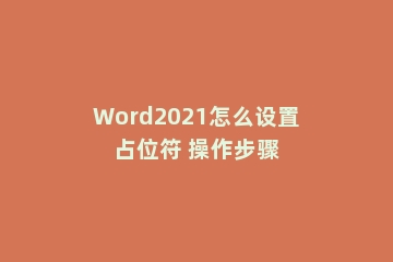 Word2021怎么设置占位符 操作步骤