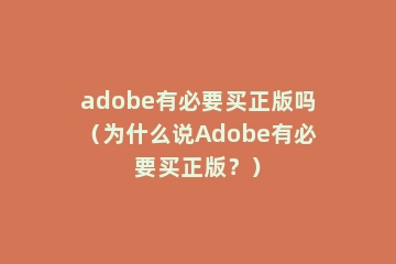 adobe有必要买正版吗（为什么说Adobe有必要买正版？）