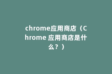 chrome应用商店（Chrome 应用商店是什么？）