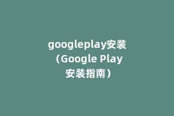 googleplay安装（Google Play 安装指南）
