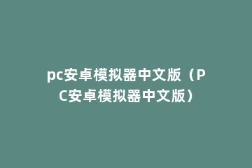 pc安卓模拟器中文版（PC安卓模拟器中文版）