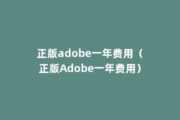正版adobe一年费用（正版Adobe一年费用）