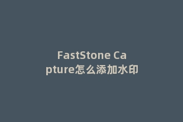 FastStone Capture怎么添加水印